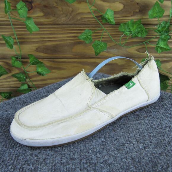Sanuk Women's Loafer Beige Fabric Sz‎ 7 Medium Used 2025 - Picture 1 of 6